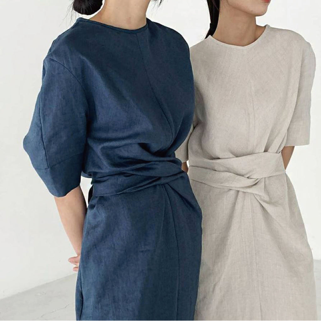 Linen wrap dress – KnitdotCo